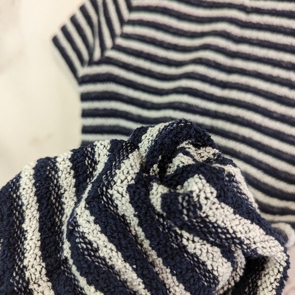 Theory Dress Women 10 Medium Blue Stripe Swing Organic Cotton Crew Neck Texture - Picture 12 of 12